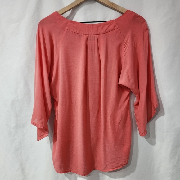 Maeve Women's Flutter Sleeve Top Size XS Coral Button High Low Hem Girlhoodcore - Picture 5 of 7